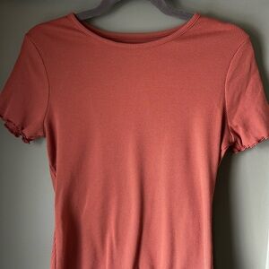 SO Women's Short Sleeve Ribbed Top - Coral